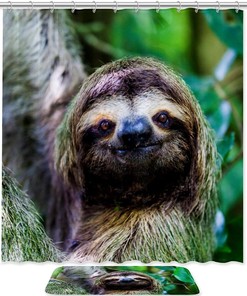 Sloth Fabric Shower Curtain, Unique and Charming Bathroom Decor