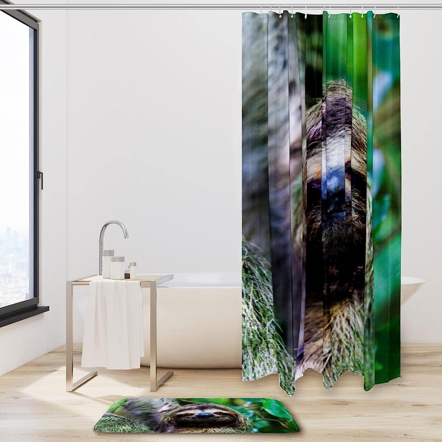 Sloth Fabric Shower Curtain, Unique and Charming Bathroom Decor