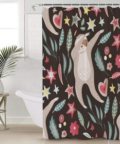 Sloth Flowers Heart Quirky Shower Curtain for a Fun and Playful Bathroom
