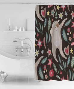 Sloth Flowers Heart Quirky Shower Curtain for a Fun and Playful Bathroom