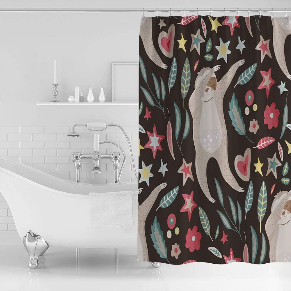 Sloth Flowers Heart Quirky Shower Curtain for a Fun and Playful Bathroom