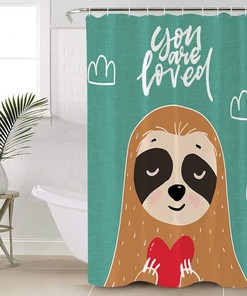 Sloth Holding Love and Praying Cute Shower Curtain for a Charming Bathroom