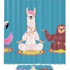 Sloth Lama Flamingo Shower Curtain Set, Quirky and Fun Kids Bathroom Decor 