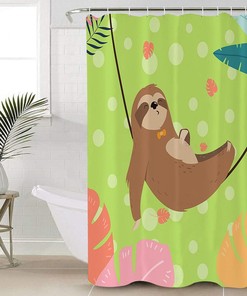 Sloth Lying Resting on Tree Vine Shower Curtain for Bathroom Decor