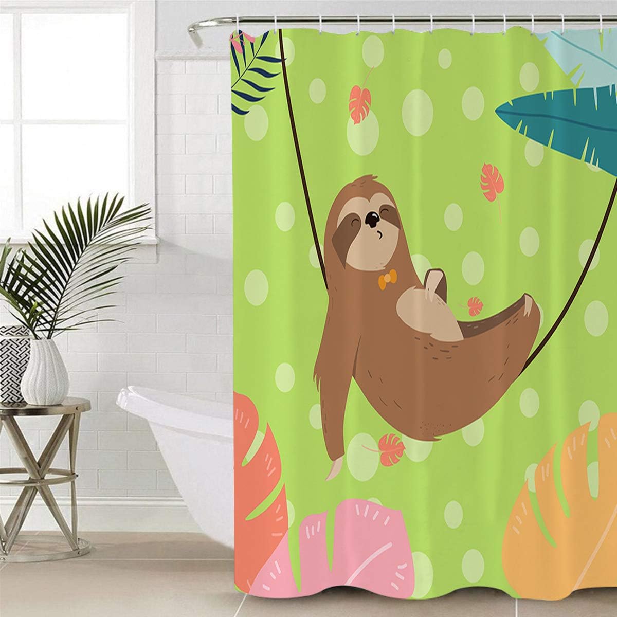 Sloth Lying Resting on Tree Vine Shower Curtain for Bathroom Decor