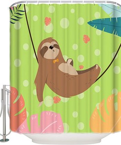 Sloth Lying Resting on Tree Vine Shower Curtain for Bathroom Decor