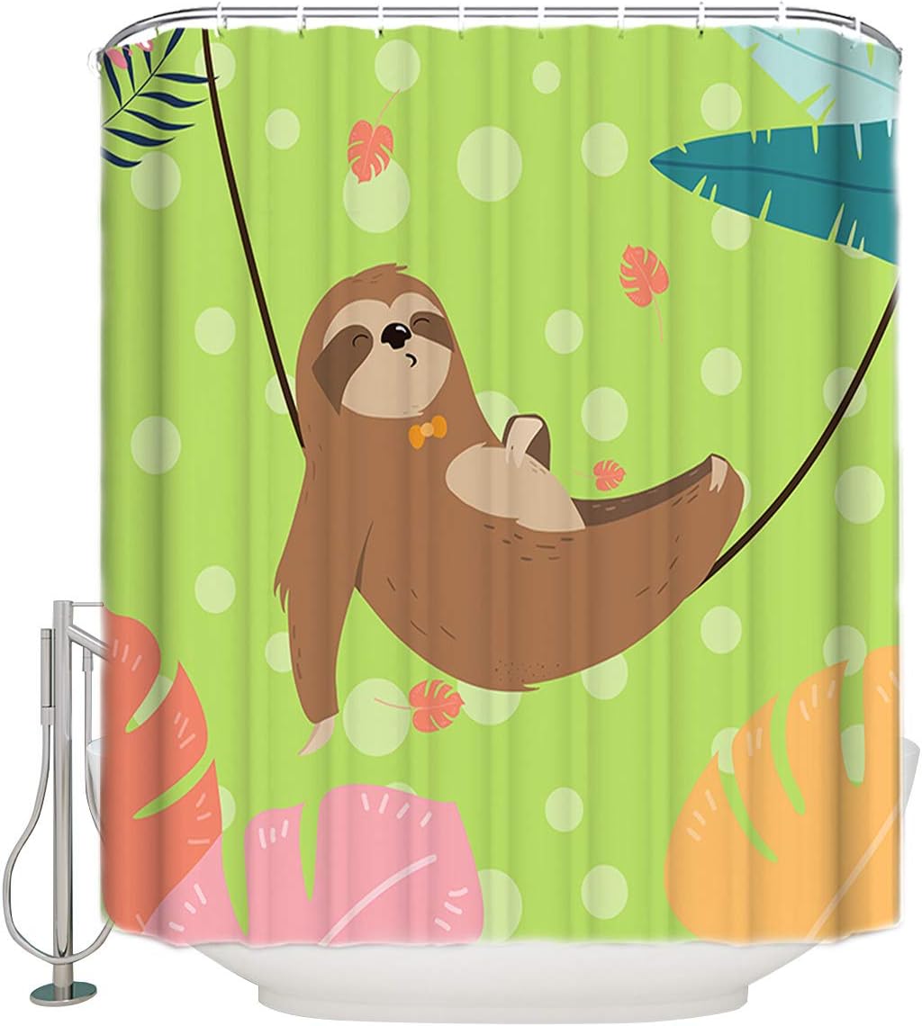 Sloth Lying Resting on Tree Vine Shower Curtain for Bathroom Decor
