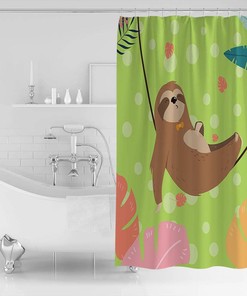 Sloth Lying Resting on Tree Vine Shower Curtain for Bathroom Decor