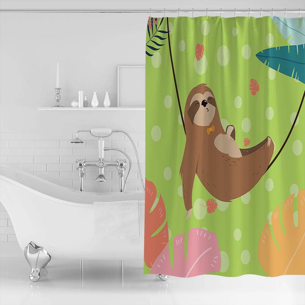 Sloth Lying Resting on Tree Vine Shower Curtain for Bathroom Decor
