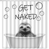 Sloth Shower Curtain, Funny Animal Print, Sketch Pattern, Black and White Bathroom Decor 