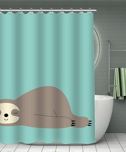 Sloth Shower Curtain - Weighted Hem Waterproof Fabric Bathroom Decor for Showers, Stalls, and Bathtubs