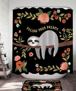 Sloth Shower Curtain With Inspiring Motto For Ultimate Relaxation