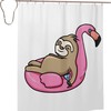 Sloth and Flamingo Shower Curtain - Water-resistant Fabric Bathroom Decor
