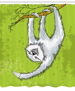 Sloth in the Jungle Shower Curtain - Nature Inspired Bathroom Decor