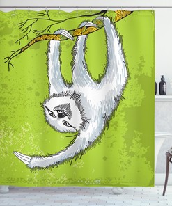 Sloth in the Jungle Shower Curtain - Nature Inspired Bathroom Decor