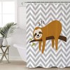 Sloth on Branch Geometric Stripes Cartoon Shower Curtain for Kids Bathrooms