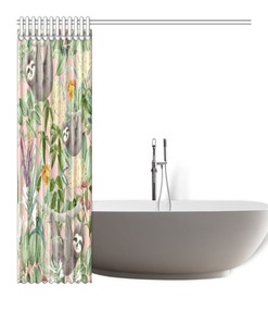 Sloths Floral Forest Shower Curtain for Housewarming Gift