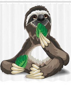 Sluggish Idle Character Sloth Shower Curtain, Interesting and Quirky Bathroom Decor