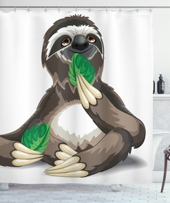 Sluggish Idle Character Sloth Shower Curtain, Interesting and Quirky Bathroom Decor
