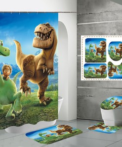 Small And Waterproof Dinosaur Master Bathroom Curtain