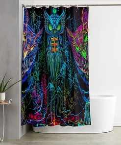 Small Bird Shower Curtain Light Grey Fabric Bathroom Curtain Waterproof Bath Decor