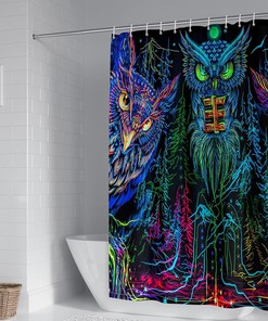 Small Bird Shower Curtain Light Grey Fabric Bathroom Curtain Waterproof Bath Decor