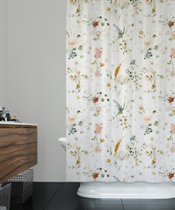 Small Flower Watercolor Shower Curtain - Classy Botanical Bathroom Decor, Elegant Floral Theme