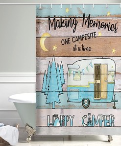 Small Happy Time Shower Curtain For Your Rv Camper Bathroom