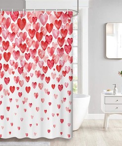 Small Hearts Love Waterproof Fabric Shower Curtain For Rv And Camper Bath