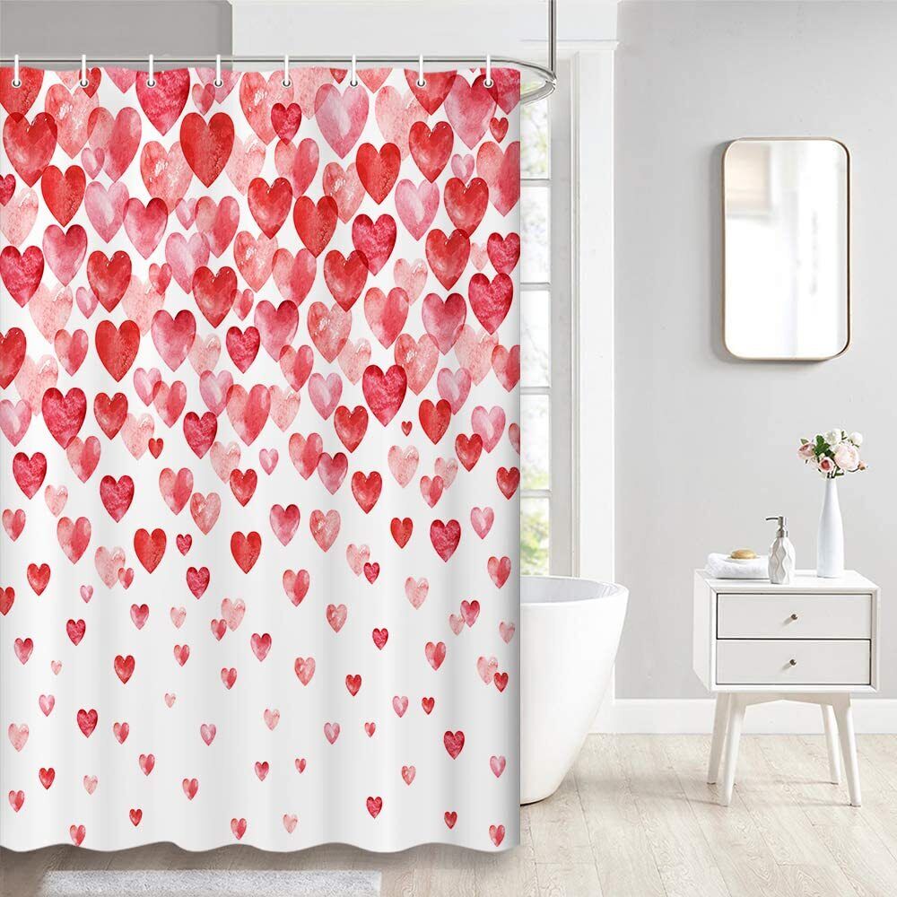 Small Hearts Love Waterproof Fabric Shower Curtain For Rv And Camper Bath