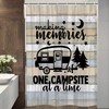 Small Narrow Shorter Fabric Shower Curtain Set For Camper Rv Travel Trailer Bathroom With Rustic Wooden Stall Design