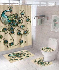 Small Peacock Feather Print Shower Curtain - Perfect for Compact Bathrooms
