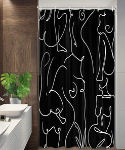 Small Shower Curtain With Abstract Sexy Design For Rv Or Camper Bathrooms