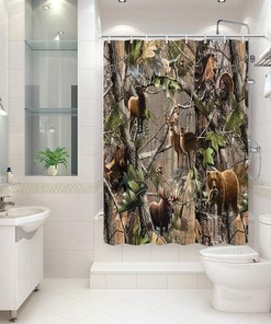 Small Shower Curtain for RV Camper - Wildlife Bathroom Decor