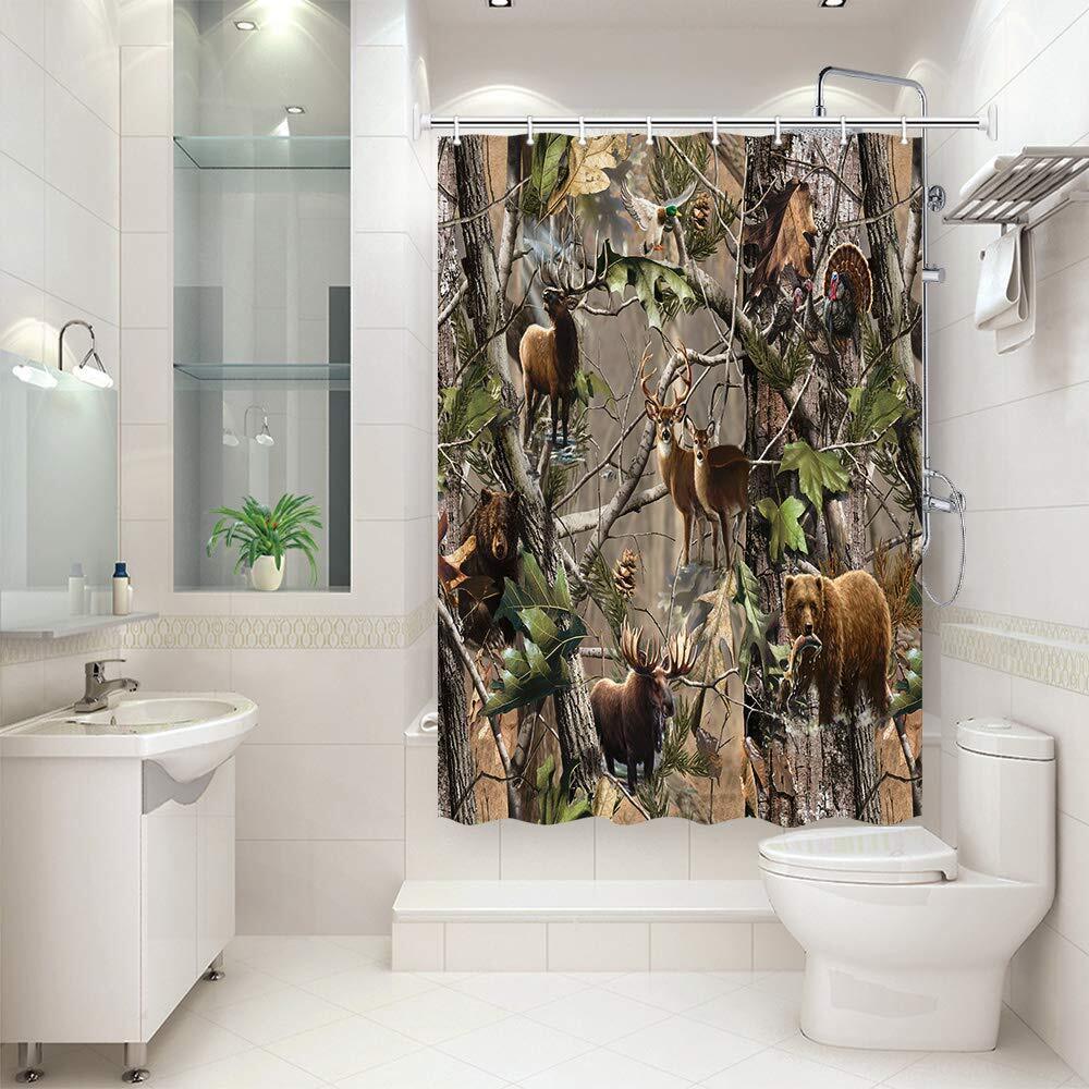 Small Shower Curtain for RV Camper - Wildlife Bathroom Decor