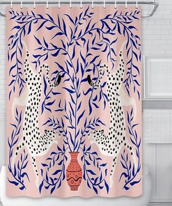 Small Shower Curtain with Leopard Leaves, RV Bathroom Decor