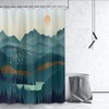 Small Shower Curtain with a Mountain Sun Print Perfect for RV Campers