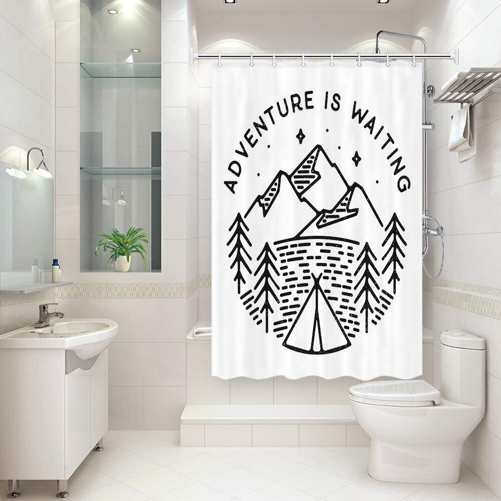 Small Waterproof Adventure Shower Curtain For An Rv Or Camper Bathroom