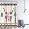 Small Waterproof Fabric Shower Curtain With Bull Skull For Rv Camper Bathroom