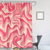 Small Waterproof Pink and White Shower Curtain for RV or Camper 