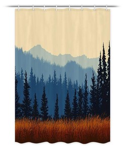 Small Winter Forest Shower Curtain for RV Camper or Bath