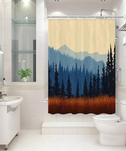 Small Winter Forest Shower Curtain for RV Camper or Bath