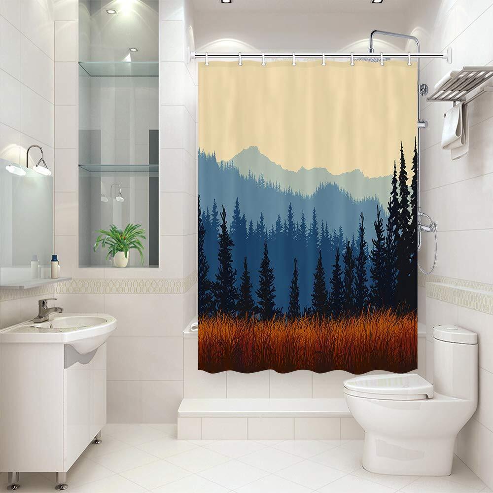 Small Winter Forest Shower Curtain for RV Camper or Bath