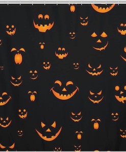 Smiling Pumpkin Shower Curtain, Fun and Festive Bathroom Print