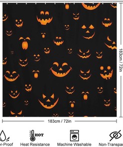 Smiling Pumpkin Shower Curtain, Fun and Festive Bathroom Print