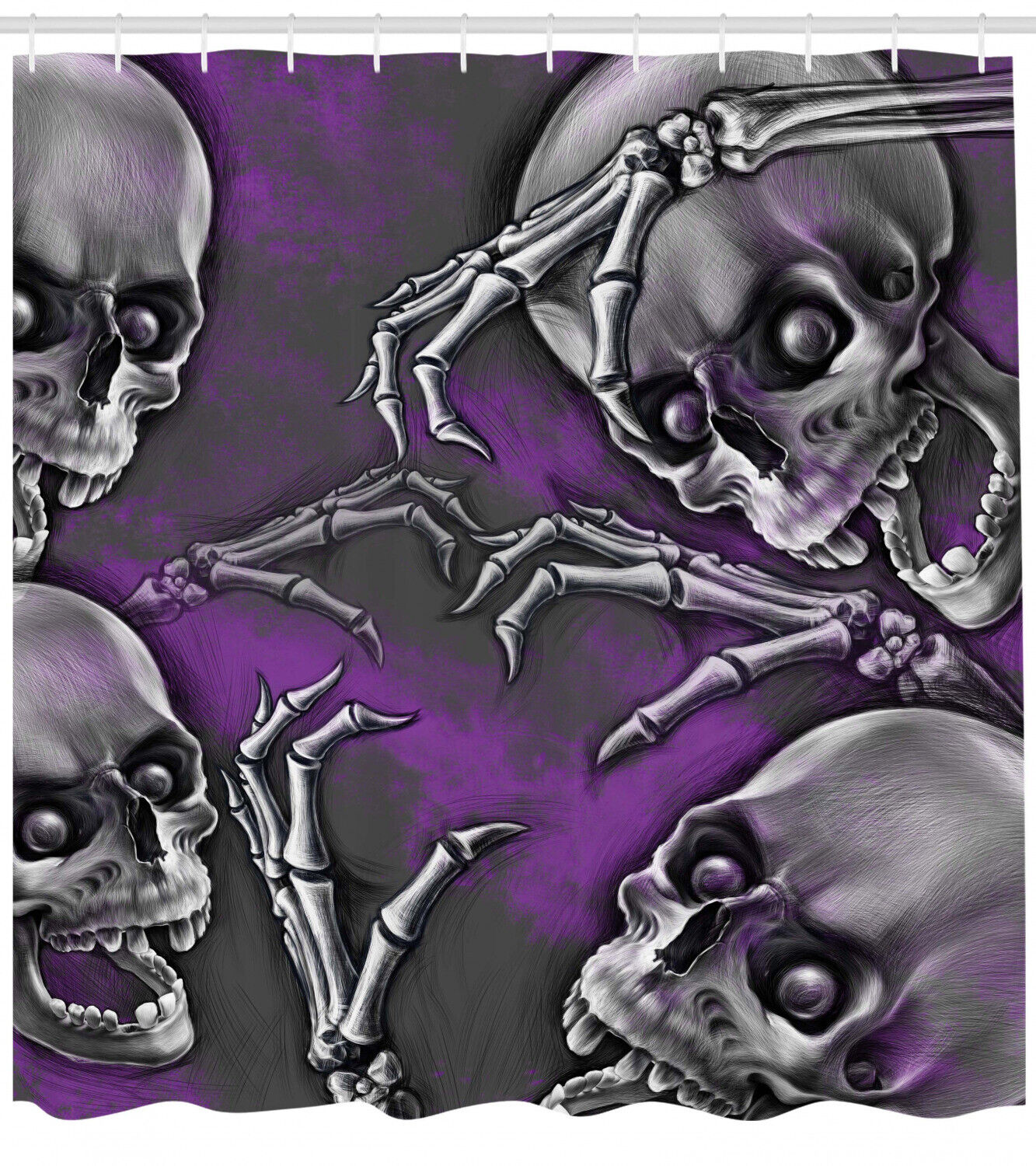 Smiling Skeleton Print Shower Curtain for a Playful and Scary Touch
