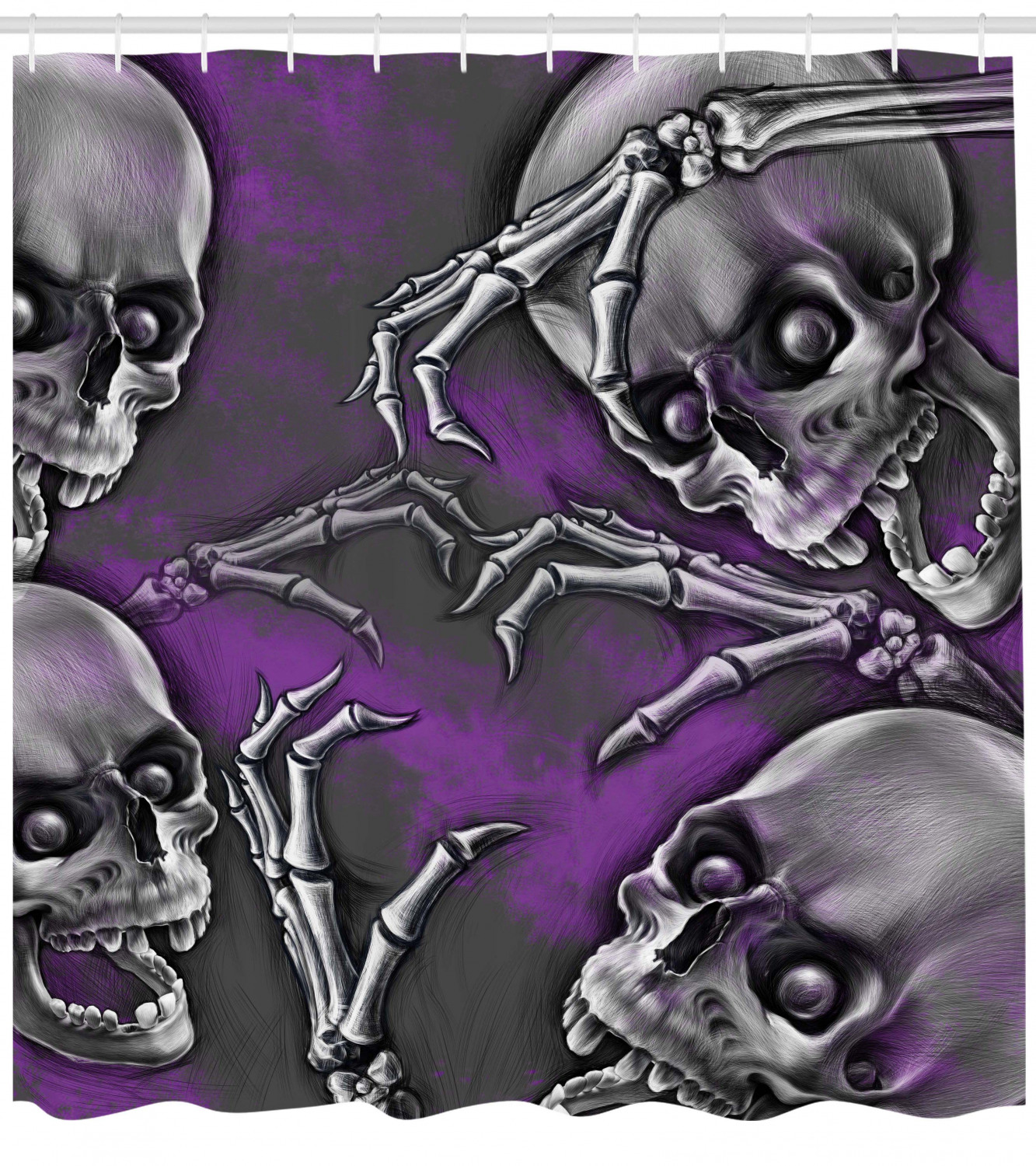 Smiling Skeleton Print Shower Curtain for a Playful and Scary Touch
