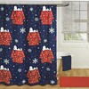 Snoopy Christmas Lights and Snowflakes Shower Curtain Set - Fun Holiday Bathroom Decor