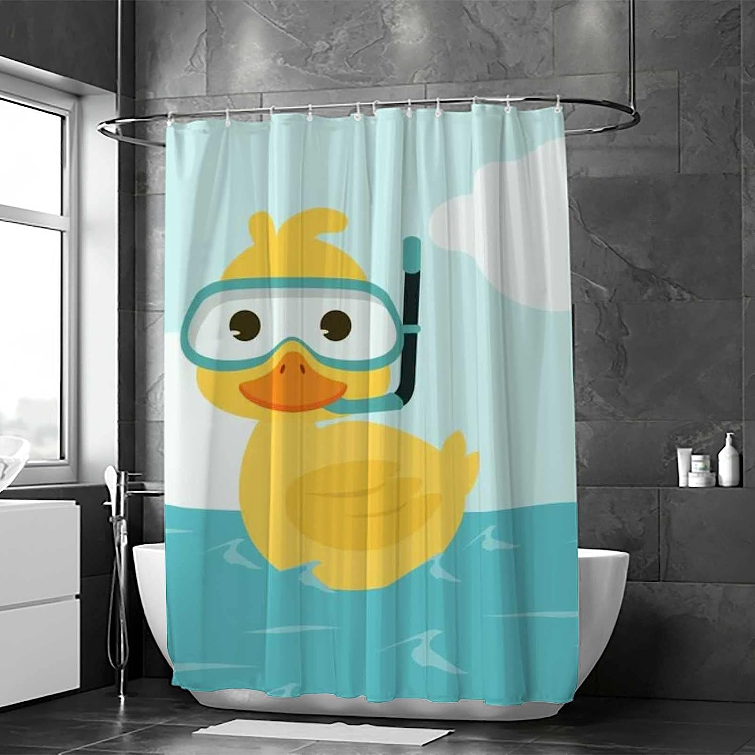 Snorkeling Duck Shower Curtain - Playful Bath Accessory For Kids Bathroom - Image 2