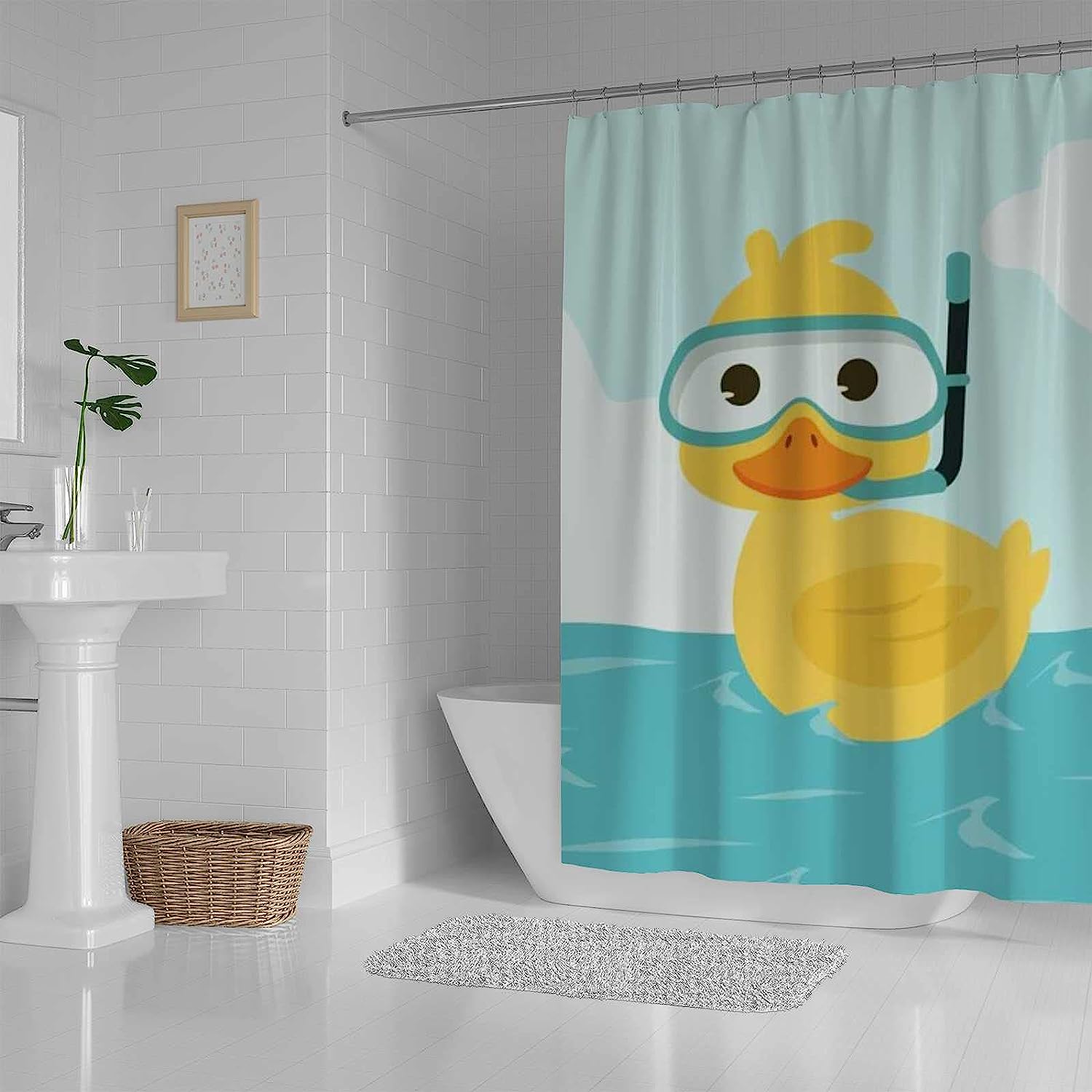 Snorkeling Duck Shower Curtain - Playful Bath Accessory For Kids Bathroom - Image 3